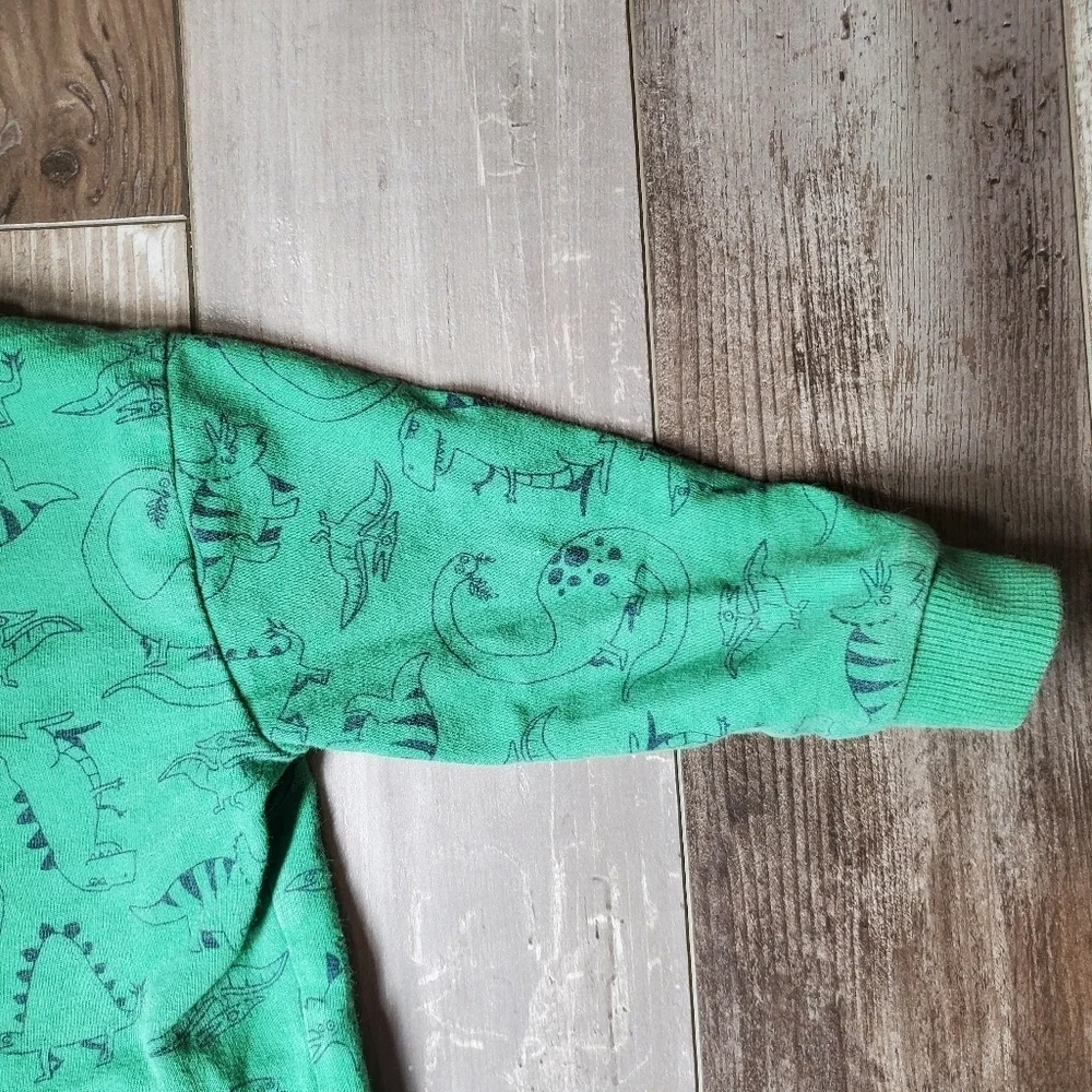 Carter's Green T-Rex Dinosaur Fleece Pullover Sweatshirt Boys Size 18m EUC